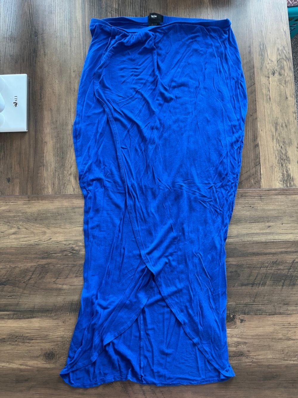 Royal Blue Faux Wrap Skirt